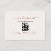 Carte D'accompagnement Elegant Boho QR Code Site Mariage en terre cuite (Devant)