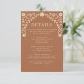 Carte D'accompagnement Élégant Boho Terracotta Mariage floral (Debout devant)