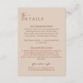 Carte D'accompagnement Elegant Boho Terracotta Moderne Détails Mariage (Devant)