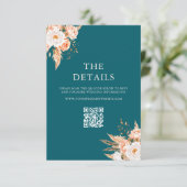 Carte D'accompagnement Élégant Boho Turquoise Chic Fall Floral Mariage (Debout devant)