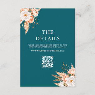 Carte D'accompagnement Élégant Boho Turquoise Chic Fall Floral Mariage