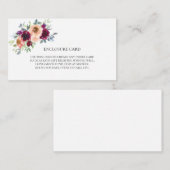 Carte D'accompagnement ÉLÉGANT BOHO VINS ROSE Aquarelle FLEURS (Devant / Derrière)