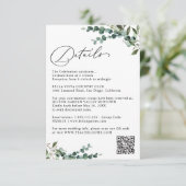 Carte D'accompagnement Elegant Botanical Greenery QR Code Wedding Details (Debout devant)