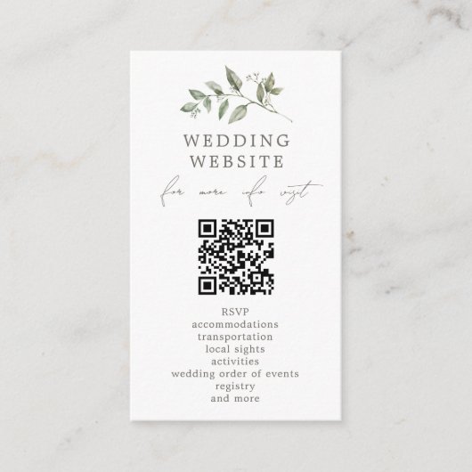 Carte D'accompagnement Elegant Botanical Mariage QR Code Détails du site  (Devant)