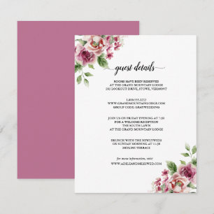 Carte D'accompagnement Élégant bouquet de roses roses aquarelle mariage