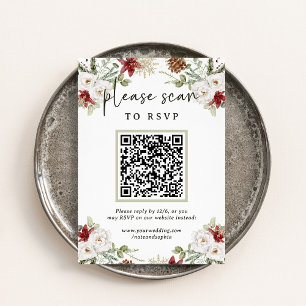 Carte D'accompagnement Elégant Bouquet   Noël RSVP avec code QR