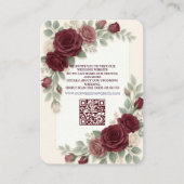 Carte D'accompagnement Élégant Bourgogne Code QR Moderne Mariage (Devant)