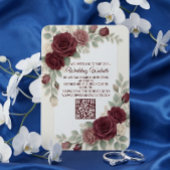 Carte D'accompagnement Élégant Bourgogne Code QR Moderne Mariage
