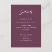 Carte D'accompagnement Elegant Bourgogne Détails du Mariage (Devant)