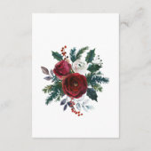 Carte D'accompagnement Elegant Bourgogne Winter Roses Détails Mariage (Dos)