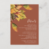 Carte D'accompagnement Elégant Brown Autumn Foliage Détails du Mariage (Devant)