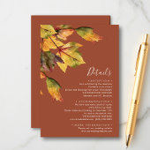 Carte D'accompagnement Elégant Brown Autumn Foliage Détails du Mariage