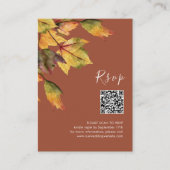 Carte D'accompagnement Élégant Brown Foliage Automne QR Code RSVP (Devant)