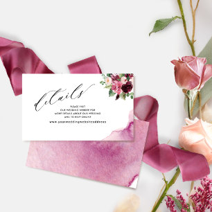 Carte D'accompagnement Elegant Burgundy Blush Mariage Website / Détails
