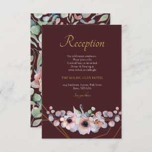 Carte D'accompagnement Élégant cadre géométrique floral rose rose d'anémo