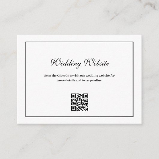 Carte D'accompagnement élégant cadre noir QR code mariage site Web (Devant)