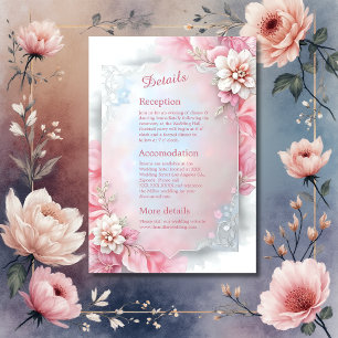 Carte D'accompagnement Elégant cadre rose floral douce Pastel mariage lum