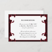 Carte D'accompagnement Elégant cadre rouge gothique Mariage Hébergements (Devant / Derrière)