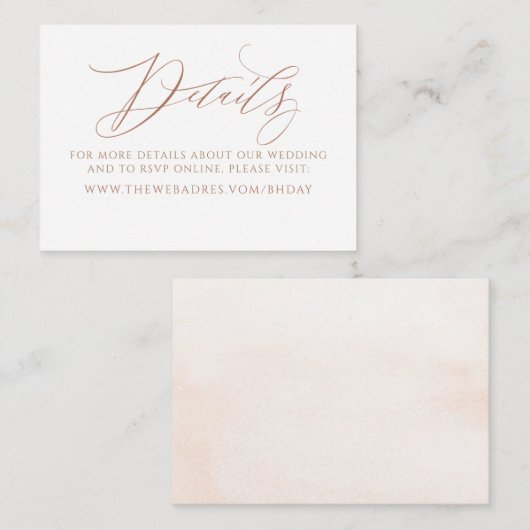 Carte D'accompagnement Elegant Calligraphy Minimalist Wedding Information (Devant / Derrière)