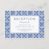 Carte D'accompagnement Elégant Carrelage Bleu Réception de mariage (Devant)