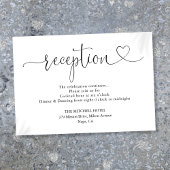 Carte D'accompagnement Élégant carton de réception de mariage écriture cœ