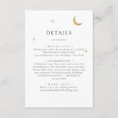 Carte D'accompagnement Elégant céleste or lune étoiles Détails du Mariage (Devant)