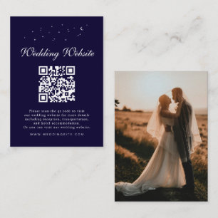 Carte D'accompagnement Elégant céleste QR Code bleu Détails Mariage