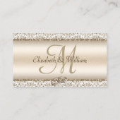 Carte D'accompagnement Elégant Champagne Damask Monogram Mariage Website (Dos)