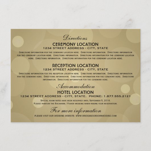 Carte D'accompagnement Elégant Champagne Gold Black Mariage Information (Devant)