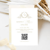 Carte D'accompagnement Elegant Champagne RSVP en ligne QR Code Monogramme