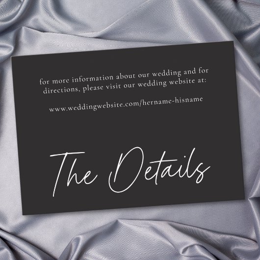 Carte D'accompagnement Elegant Charcoal Black Minimalist Wedding