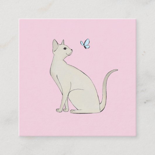 Carte D'accompagnement Élégant chat avec papillon (Devant)