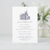 Carte D'accompagnement Elégant Château Destination Mariage Détails du voy (Debout devant)