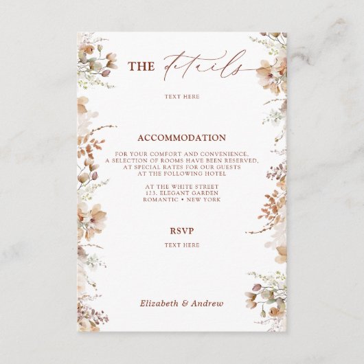 Carte D'accompagnement Elegant Chic Floral Détails Mariage QR Code (Devant)