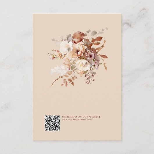 Carte D'accompagnement Elegant Chic Floral Détails Mariage QR Code (Dos)