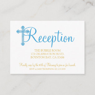 Carte D'accompagnement élégant CHRISTENING ou BAPTISM bleu réception rsvp