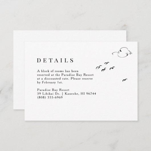 Carte D'accompagnement Elégant ciel tropical Détails du Mariage (Devant / Derrière)