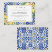 Carte D'accompagnement Elégant citrons Floral Mosaic Détails du Mariage (Devant / Derrière)