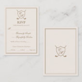 Carte D'accompagnement Élégant Classic Crest Monogram Mariage de golf (Devant / Derrière)