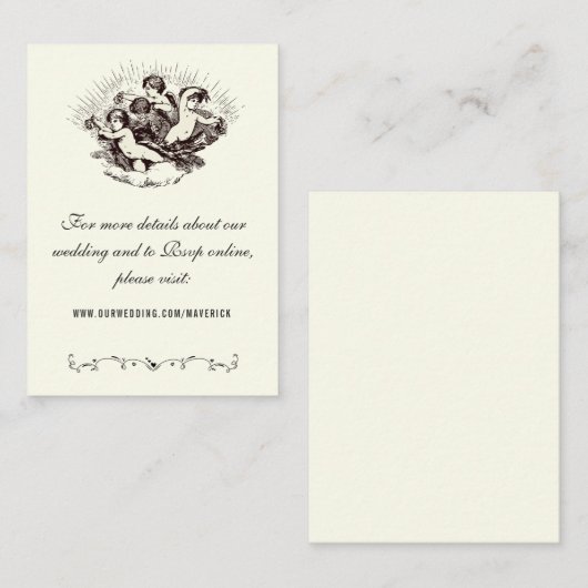 Carte D'accompagnement Elégant Classic Ivory Mariage Website Enclôture (Devant / Derrière)