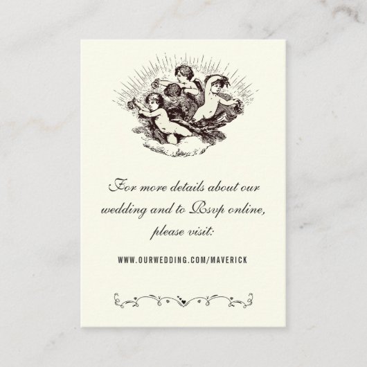 Carte D'accompagnement Elégant Classic Ivory Mariage Website Enclôture (Devant)