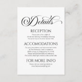 Carte D'accompagnement Élégant Classic Minimalist Détails du Mariage (Devant)