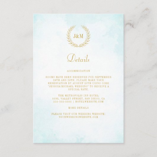Carte D'accompagnement Elegant Classic Monogram Détails du Mariage (Devant)