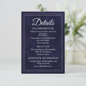 Carte D'accompagnement Elegant Classic Navy Blue Velvet Wedding Details (Debout devant)