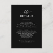 Carte D'accompagnement Elegant Classic noir & blanc Détails Mariage (Devant)