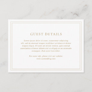 Carte D'accompagnement Elegant Classic Simple Gold Détails Mariage