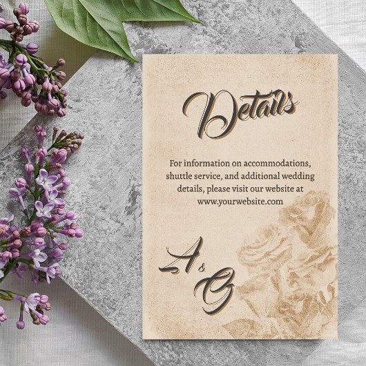 Carte D'accompagnement Elégant classique Floral Rustic Mariage Détails 1