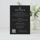 Carte D'accompagnement Élégant classique Formal Black QR Code Mariage (Debout devant)