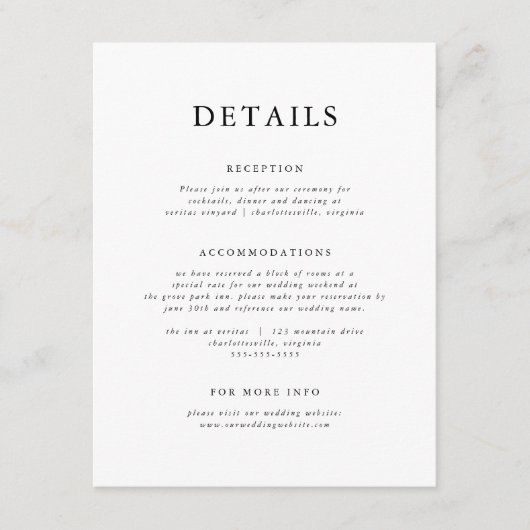 Carte D'accompagnement Élégant Classique Moderne Noir & Blanc (Devant)