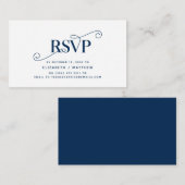 Carte D'accompagnement Élégant classique, Script bleu marine, réponse RSV (Devant / Derrière)